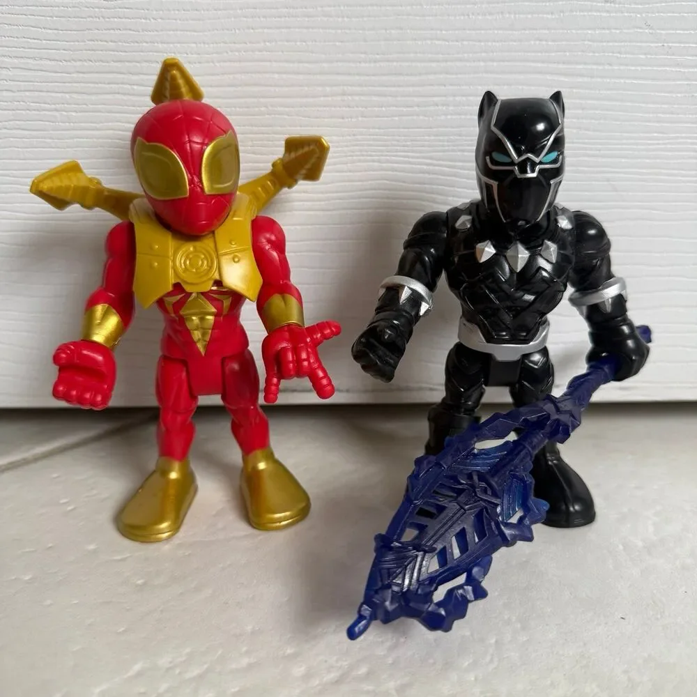Playskool Heroes Marvel Super Hero Adventures Iron Spider Man Black Panther Lot